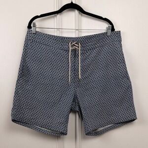 Faherty‎ Brand Mens Blue Scales Print Board Shorts Swim Trunks Size 35